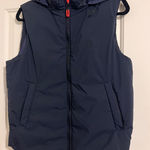 Bomboogie $252 Puffer Vest Hooded Hoodie Fall Navy Blue Primaloft Insulated Photo 0