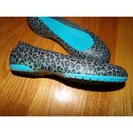 Crocs Vtg gray/teal leopard ballet flats size 7 Excellent No tears Boho Retro Photo 1