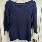 Women's Fever Blue Textured Crew Neck Sweater XL Photo 0