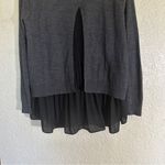 Club Monaco  Wool Black Gray‎ Split Back Tiered Hem Pull Over Sweater Medium Photo 4