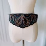 Vintage Glass Bead Satin Black Waist Belt Photo 1