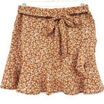 Altar'd State Size Small Women's Skirt Tie Waist Brown White Ditsy Floral Print Photo 0