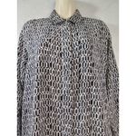 Nine West Nine‎ West women medium black and white long sleeve Button Up blouse Photo 6