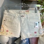 No Boundaries Denim Shorts Sunscreem Off White Embroidered Crochet Cutoffs Womens 1 XS Photo 4