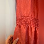 Talbots Vintage  100% Silk Coral Salmon Smocked Beach Fairy Coquette Dress Size L Photo 6