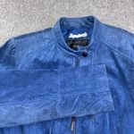 Bernardo  Suede Leather Moto Jacket Blue Genuine Leather Womens XL Photo 2