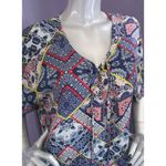 Gypsy 05 NWT Bima Printed Silk Lace Front Dolman Sleeve Shift Mini Dress S $242 Photo 1