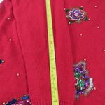 Victoria Jones  Womens M Red Sweater Beaded Embellished Sequence Festive Photo 5
