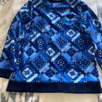 Lands' End NAVY PROSPERITY QUILT NEW Dark & Light Blue Sweatshirt Photo 1
