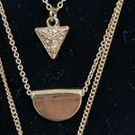 Gold tone triple strand rhinestone stone accent lariat necklace Photo 6