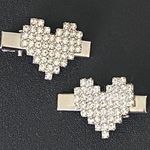 New Rhinestone Hear Hair Clips Set Silver Photo 0