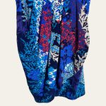 Yumi Kim Blue Silk Abstract Print V-Neck Faux Wrap Cocktail Dress Size Small Photo 2