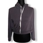 Forever 21 Forever 21 Womens Hoodie Size Medium Gray Cropped Kangaroo Pocket Solid Photo 1