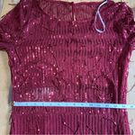 Lulus NWOT Sheer Fascination Burgundy Sheer Mesh Sequin Fringe Maxi Dress Photo 6