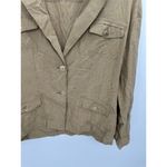 Chico's  Soybean Fiber Cream Tan Printed Button Down Light Jacket Shirt Large Photo 3