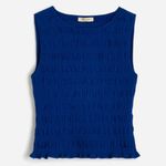 Madewell NWT Smocked Boatneck Tank in Brilliant Sapphire - Size: Extra Small Photo 8