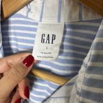 Gap The Big Shirt Long Sleeve Poplin Blue Mixstripe Button Down Shirt Womens L Photo 1