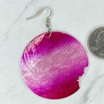 Pink Ombre Floral Lace Mother of Pearl Shell Dangle Earrings Pierced Pair Photo 4