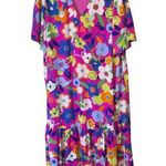 Adrienne  Maxi dress Bright Pink Floral Flower Power Easter Spring sz 1X Photo 0