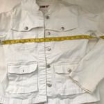 Studio West White denim jean button up down jacket long sleeve cargo pockets western vibe-M Measurements in pics Photo 5