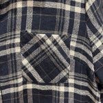 Hem & Thread  Womens Button‎ Up Blue Plaid Long Sleeve Top Large Grey Contrast Photo 1