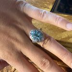 Genuine Blue Zircon Sterling Silver Cocktail Ring Size 7 Photo 3
