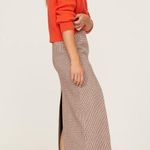Maje Jaisa Brown Houndstooth Pattern Slit Midi Skirt Size L Photo 1