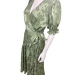 Hutch  Olive Green Floral Jacquard Wrap Maxi Dress Puff Sleeve Party Cocktail 10 Photo 4