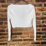 Tobi  White Long Sleeve Lift My Spirits Hook & eye Crop Top Women's Size Large Photo 8