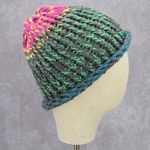 Green Pink Crochet Knit Bucket Cap Hat Fun Vintage Y2K Funky Beanie Photo 0