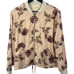 Saltwater Luxe Floral Print Bomber Jacket Women's S Beige Pink Zip Up Drawstring Photo 0