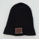 Love Your Melon Black Knit Beanie Classic Brown Patch Cotton Winter One Size Photo 0