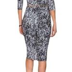 Nadia Tarr Skirt Top 2 piece SET Bodycon High Waisted Crop Splatter Print Small Black Photo 1