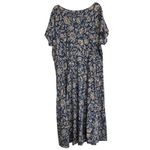 CHAPS Ralph Lauren Dress Maxi Blue Tan Floral Short Sleeve Cotton Plus Size 3X Photo 1