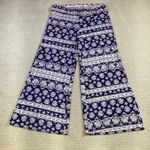 Poof! Boho Wide Leg Lounge Pants Blue White Print Elastic Waist (Read Notes) Photo 0