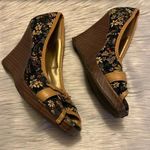 Shiekh  Tan & Black Floral Open Toed Wedge Photo 4