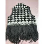 Investments  Women's Houndstooth Fringe Vest‎ Black Size L Trendy & Fashionable Photo 1