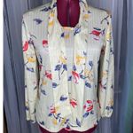 Blouse kitten bow watercolor floral pattern yellow red Blue Size L Photo 5
