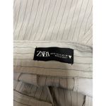 ZARA Women's Beige Stripes Pleated High Rise Wide Leg Trouser Dress Pants Size S Photo 2