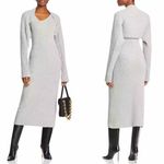 LVIR Merino Wool Cashmere Ribbed Midi Sweater Dress Size Medium Gray Photo 1