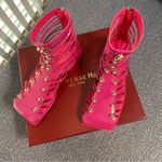 Vivienne Hu New York Square Toe Strapped Leather Cage Sandals Pink Size 7 Photo 2