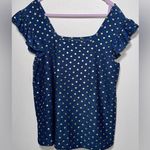 EUC ZAC & RACHEL Halter Tank in Blue with Gold Polka Dots Photo 0