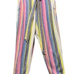 Abound  Linen Blend Striped Pants M Paperbag Waist Belted Pull On Casual Photo 0