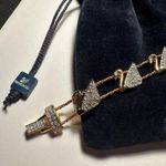 Swavorski Signed Swarovski Crystal Double Chain Tennis Bracelet Swans 7 1/4 Inch In Pouch Photo 1