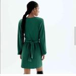 ZARA  Pleated Knotted Puff Sleeve Emerald Green Dress Photo 4