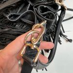 H&M  Black Leather Fringe Bucket Bag Handbag Crossbody Boho Carry-All Drawstring Photo 4