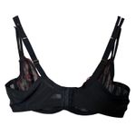 Cacique Black Sheer Heart Embroidery Unlined Balconette Bra Flirty Sexy Mesh 44D Photo 4