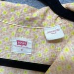 Levi's Womens Yellow Floral Print Short Sleeve Button Down Shirt Top Medium Photo 1