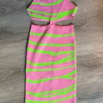 I Saw It First Pink And Green Cutout MIDI Dress Photo 0