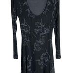 Obey  Black Fit and Flare Long Sleeve Dress with Burnout Floral Design Photo 0